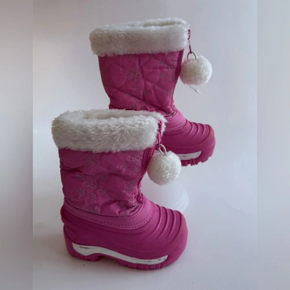 Boot Pink Snowflake pattern With Zipper Size 5 Insoles Of DuPont Thermo Lite